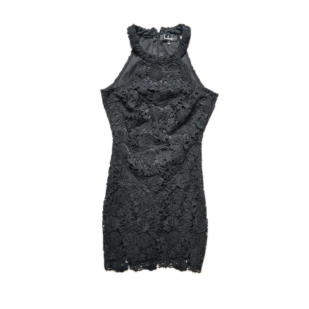 Lulus black floral lace dress Small Black
